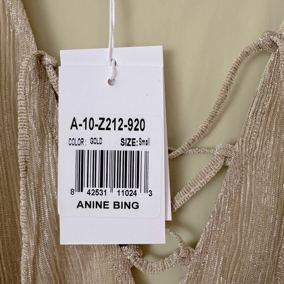 Anine Bing Gold Metallic Laceup Bodysuit NWT - Picture 4 of 5
